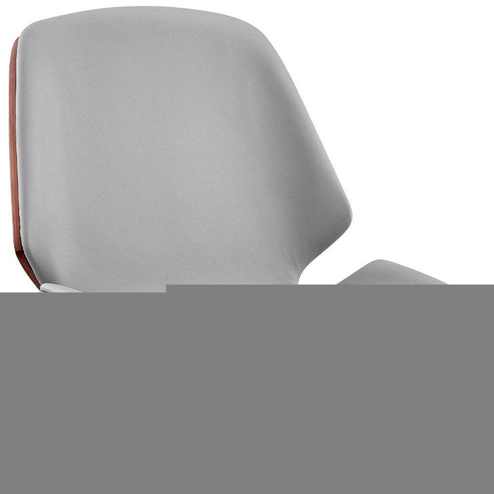 26" Gray And Brown Swivel Counter Height Bar Chair