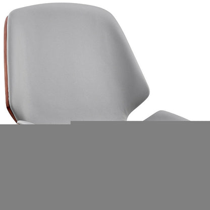 26" Gray And Brown Swivel Counter Height Bar Chair