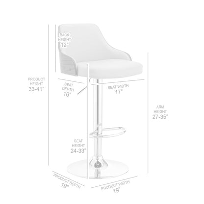 Cream And Silver Fabric And Iron Adjustable Height Swivel Bar Chair