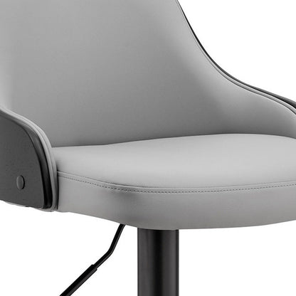 Gray And Black Fabric And Iron Adjustable Height Swivel Bar Chair