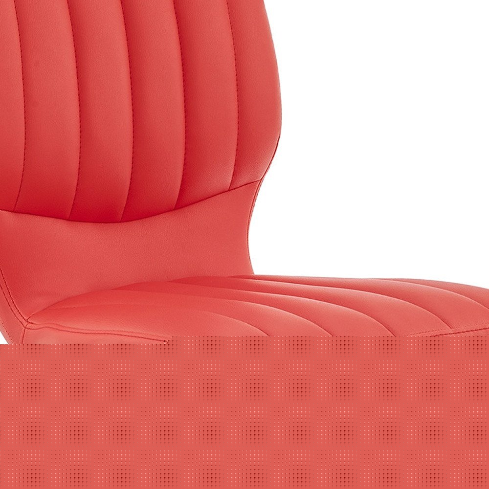 Red and Black Faux Leather And Iron Adjustable Height Swivel Bar Chair