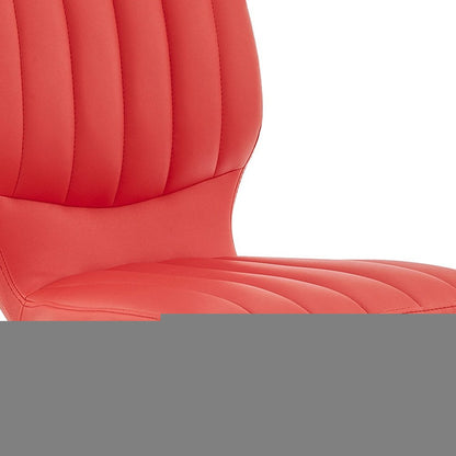 Red and Black Faux Leather And Iron Adjustable Height Swivel Bar Chair