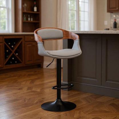 24" Gray And Black Iron Swivel Low Back Adjustable Height Bar Chair