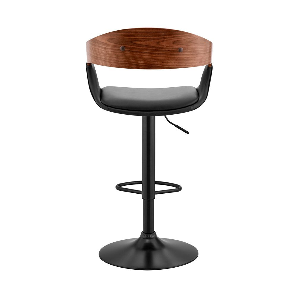 Black Fabric And Iron Low Back Adjustable Height Swivel Bar Chair
