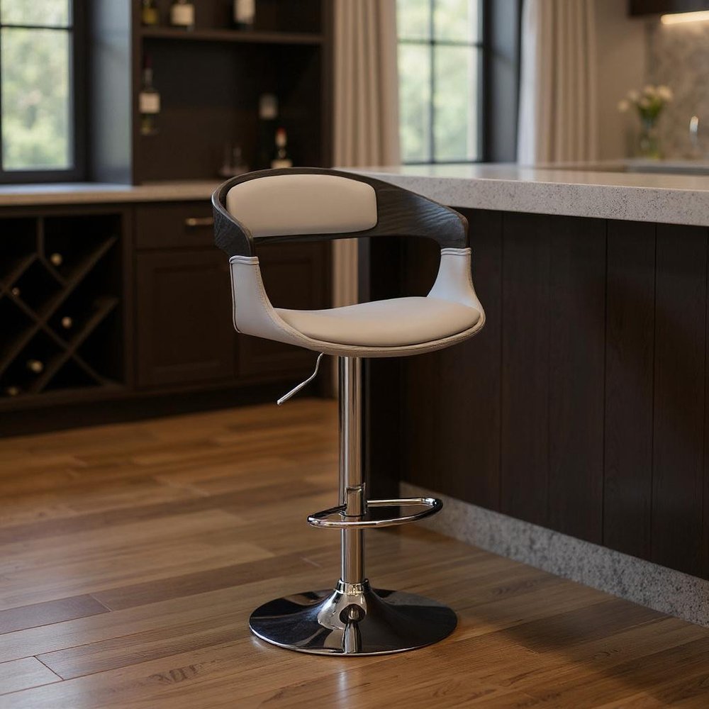 24" Gray And Silver Iron Swivel Low Back Adjustable Height Bar Chair