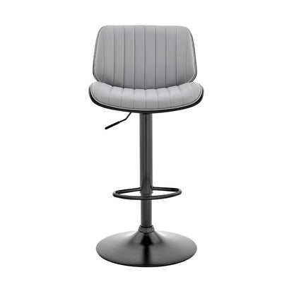 Gray And Black Fabric And Iron Adjustable Height Swivel Bar Chair