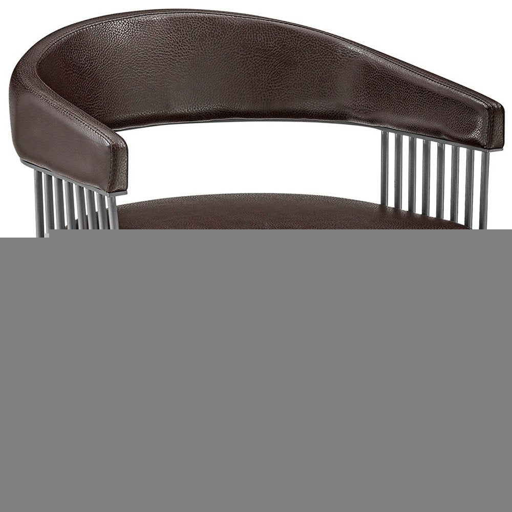 25" Chocolate And Gray Iron Swivel Low Back Counter Height Bar Chair
