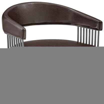 25" Chocolate And Gray Iron Swivel Low Back Counter Height Bar Chair