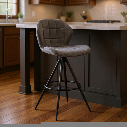 27" Charcoal And Black Iron Counter Height Bar Chair