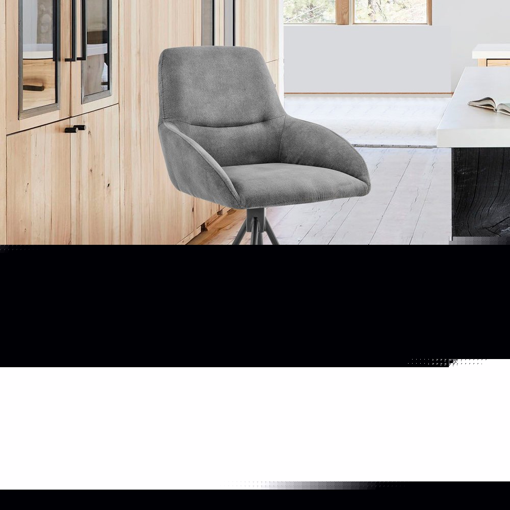 26" Charcoal And Black Iron Counter Height Bar Chair