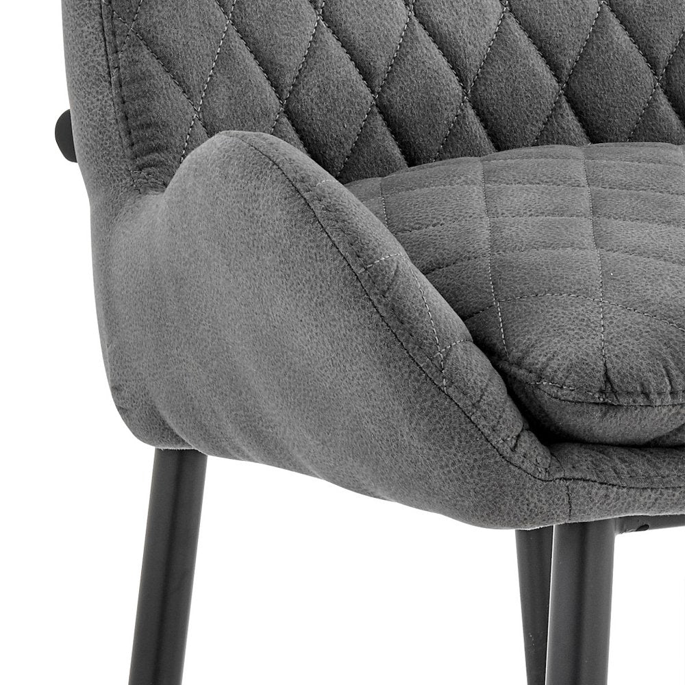 31" Charcoal And Black Fabric And Iron Bar Height Bar Chair