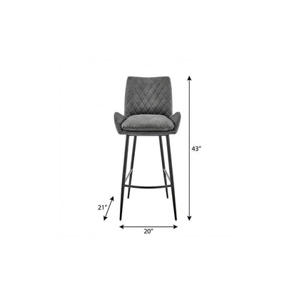 31" Charcoal And Black Iron Bar Height Bar Chair