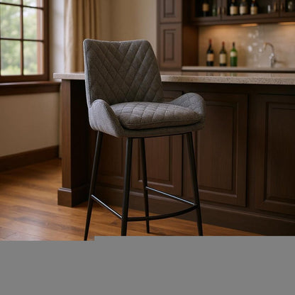 31" Charcoal And Black Iron Bar Height Bar Chair