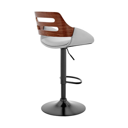 Gray And Black Fabric And Iron Low Back Adjustable Height Swivel Bar Chair