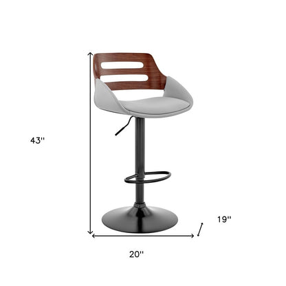 Gray And Black Fabric And Iron Low Back Adjustable Height Swivel Bar Chair