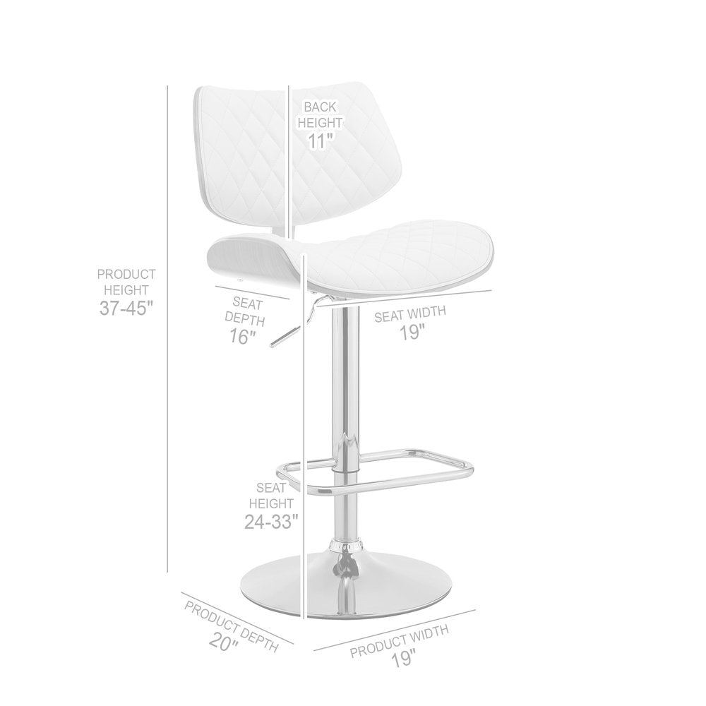 24" Gray And Silver Faux Leather And Iron Swivel Low Back Adjustable Height Bar Chair