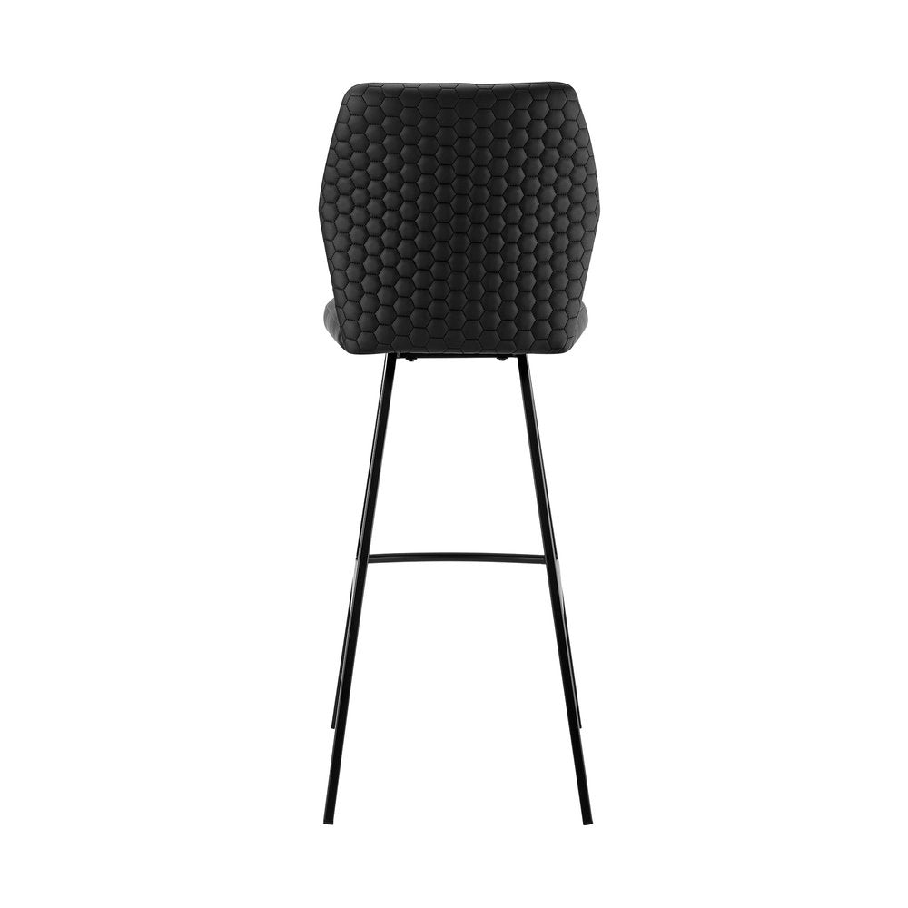 26" Black Faux Leather and Iron Counter Height Bar Chair