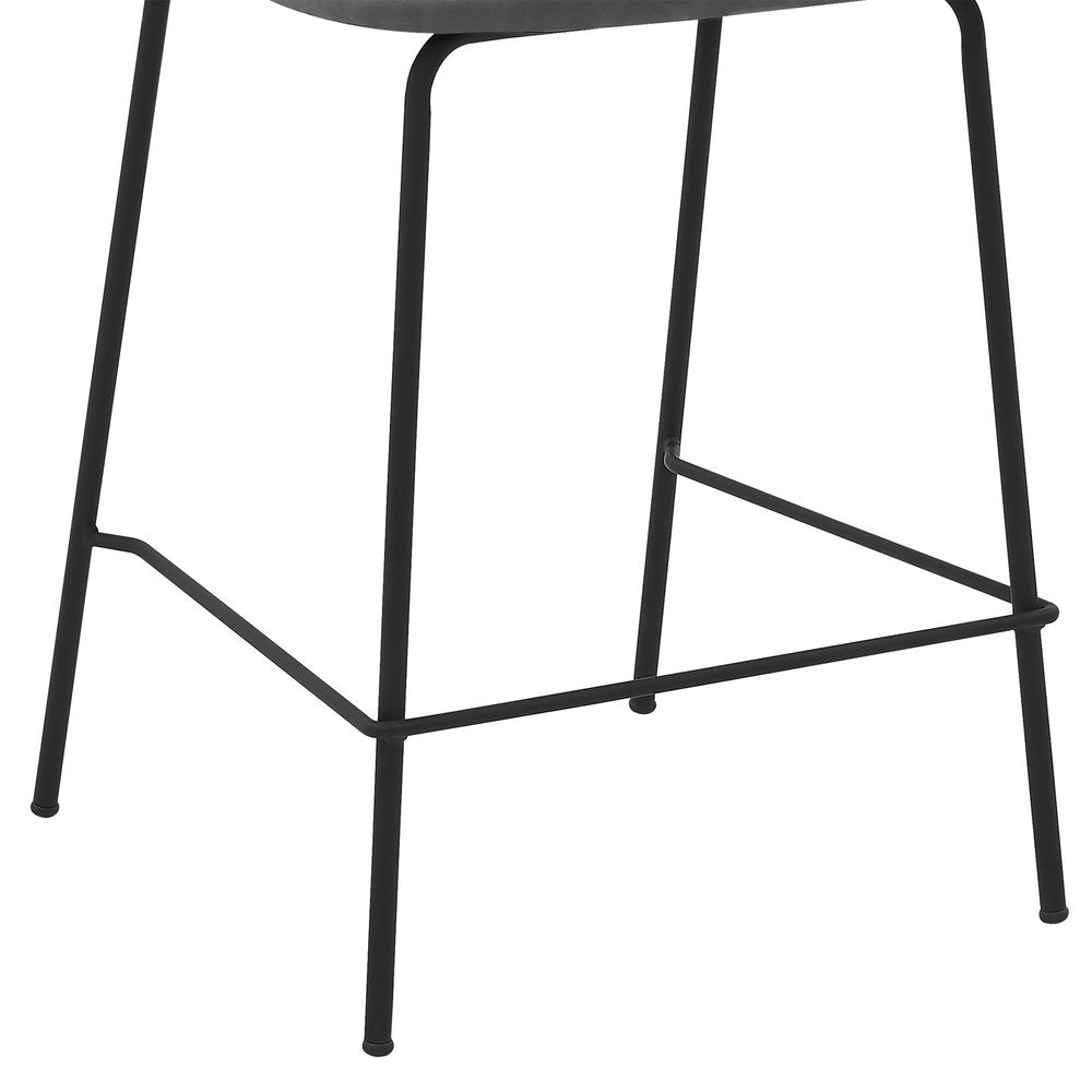 26" Gray And Black Fabric And Iron Counter Height Bar Chair
