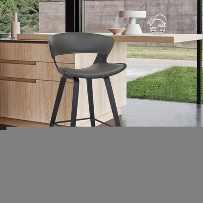 27" Gray And Black Iron Low Back Counter Height Bar Chair