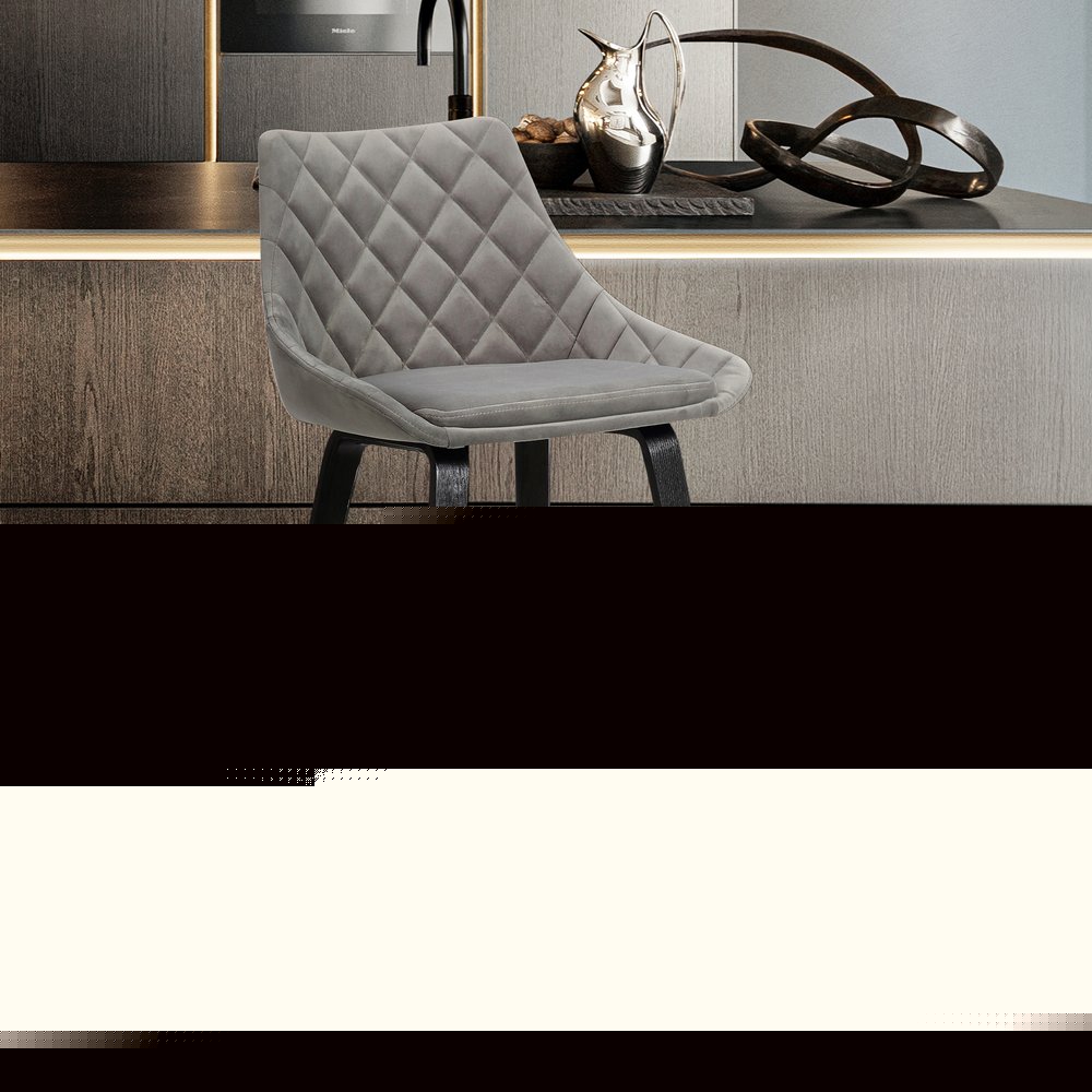 26" Gray And Black Iron Counter Height Bar Chair