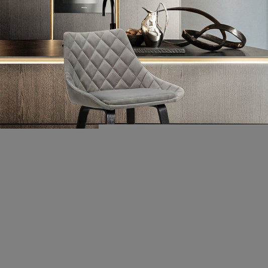 26" Gray And Black Iron Counter Height Bar Chair