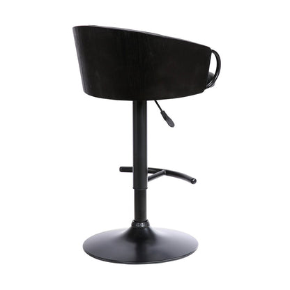 Black Faux Leather and Iron Low Back Adjustable Height Swivel Bar Chair