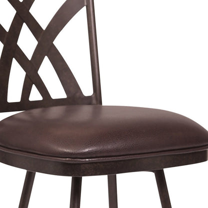 26" Brown Fabric And Iron Counter Height Bar Chair