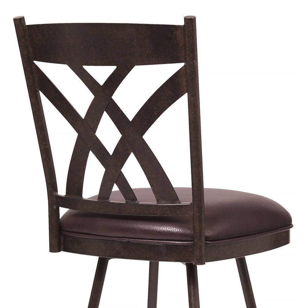 26" Brown Fabric And Iron Counter Height Bar Chair
