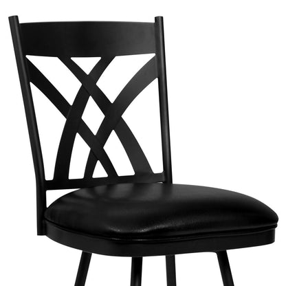 26" Black Fabric And Iron Counter Height Bar Chair