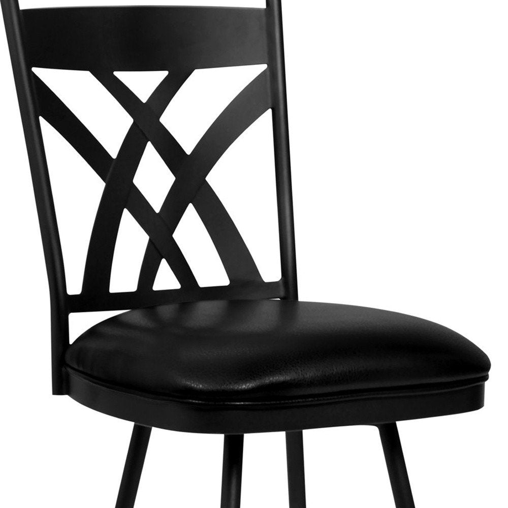 26" Black Fabric And Iron Counter Height Bar Chair