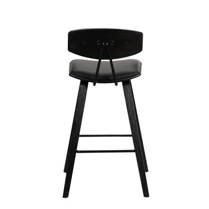 26" Black Fabric And Iron Low Back Counter Height Bar Chair