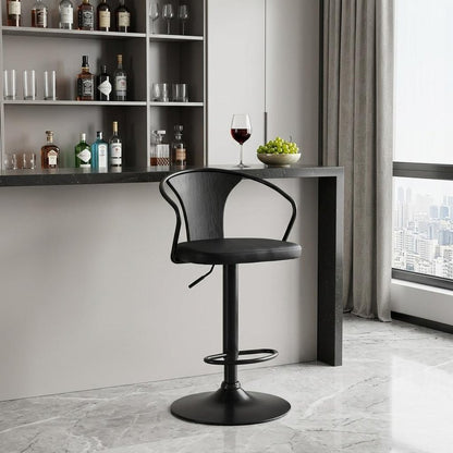 24" Black Iron Swivel Low Back Adjustable Height Bar Chair