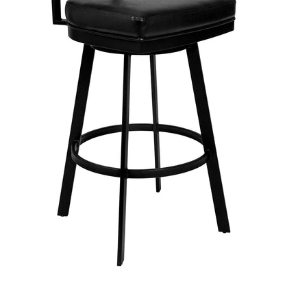 30" Black Fabric And Iron Bar Height Bar Chair