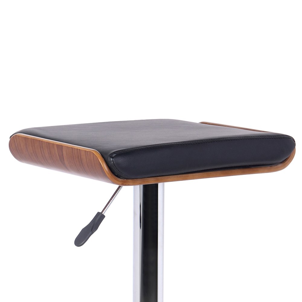 Black And Silver Fabric And Iron Backless Adjustable Height Bar Chair