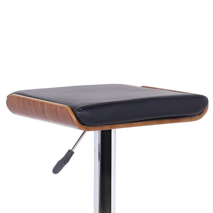 Black And Silver Fabric And Iron Backless Adjustable Height Bar Chair