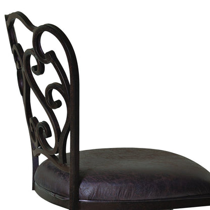30" Espresso Fabric And Iron Bar Height Swivel Bar Chair