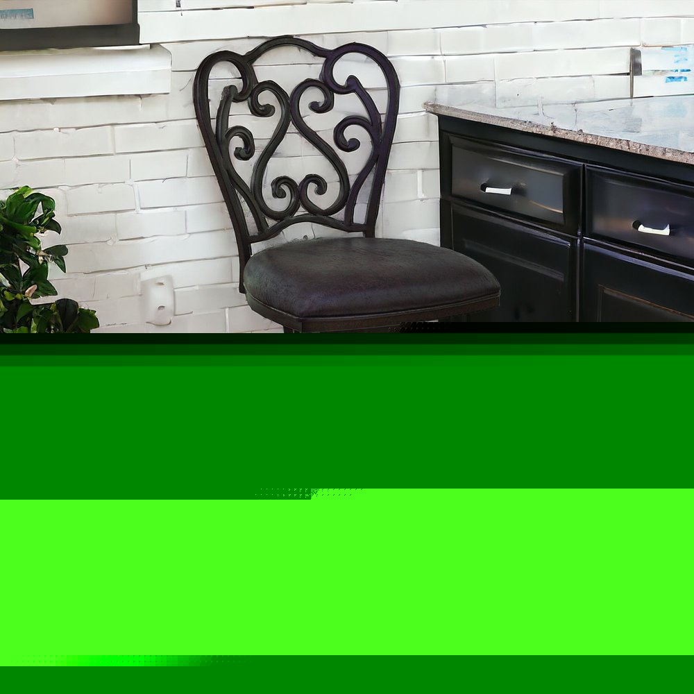 30" Espresso Iron Swivel Bar Height Bar Chair