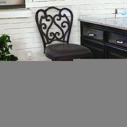 30" Espresso Iron Swivel Bar Height Bar Chair