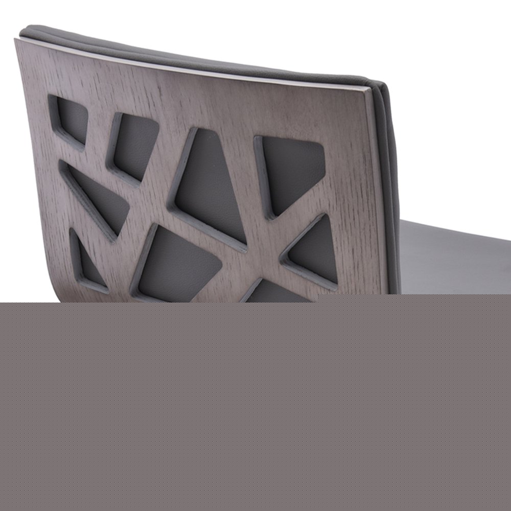 21" Gray And Silver Iron Swivel Backless Adjustable Height Bar Chair