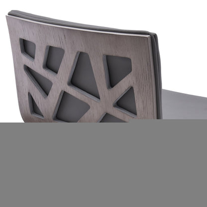 21" Gray And Silver Iron Swivel Backless Adjustable Height Bar Chair