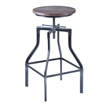 27" Brown And Gray Iron Backless Adjustable Height Bar Chair