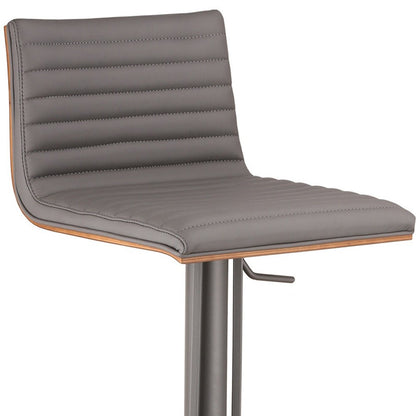 Gray Fabric And Iron Low Back Adjustable Height Swivel Bar Chair