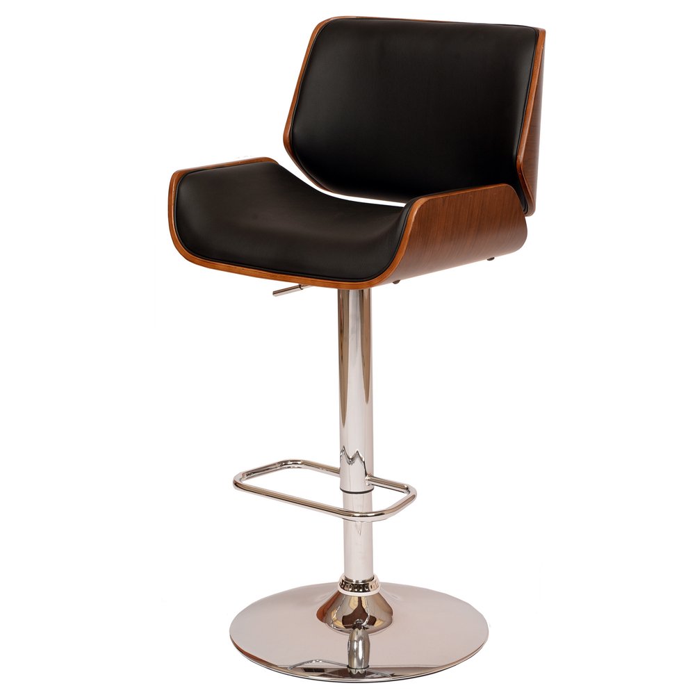 Black And Silver Fabric And Iron Low Back Adjustable Height Swivel Bar Chair