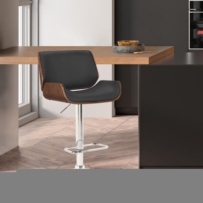 24" Black And Silver Iron Swivel Low Back Adjustable Height Bar Chair