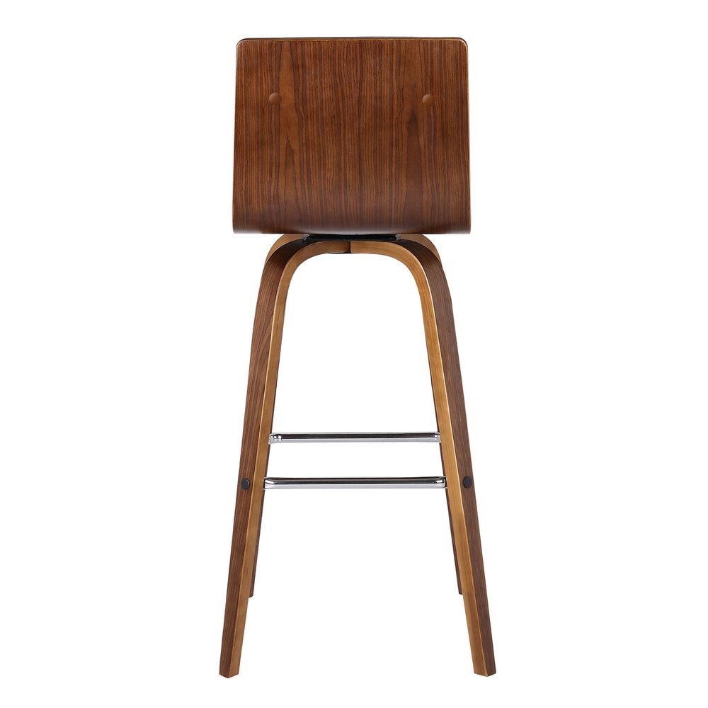 30" Brown Solid Wood Swivel Low Back Bar Height Bar Chair