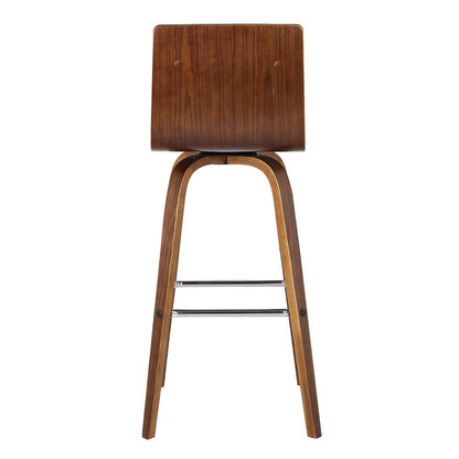 30" Brown Solid Wood Swivel Low Back Bar Height Bar Chair