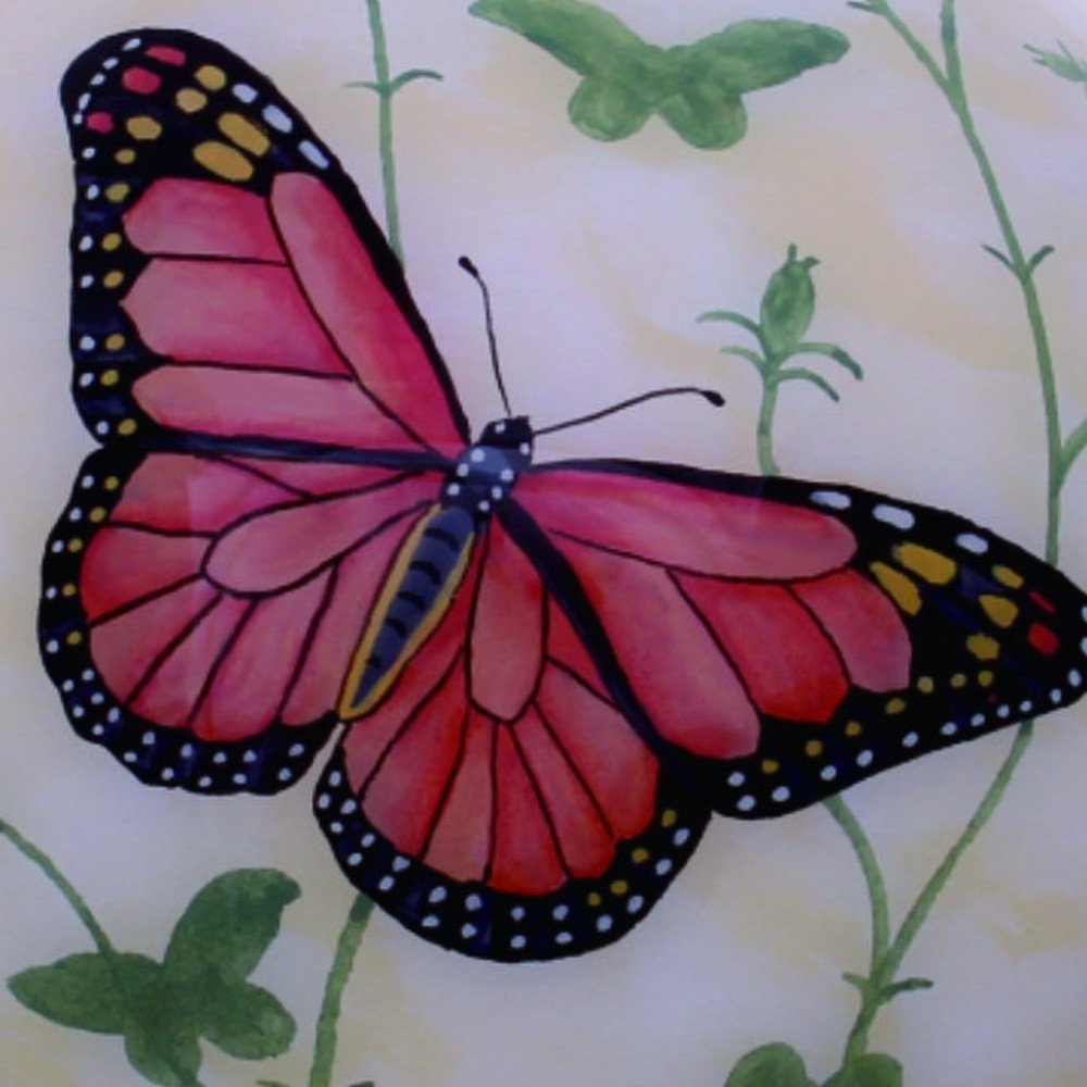 Colorful Butterflies Hand Painted And Mouth Blown Red White And Green Glass Ball Ornament