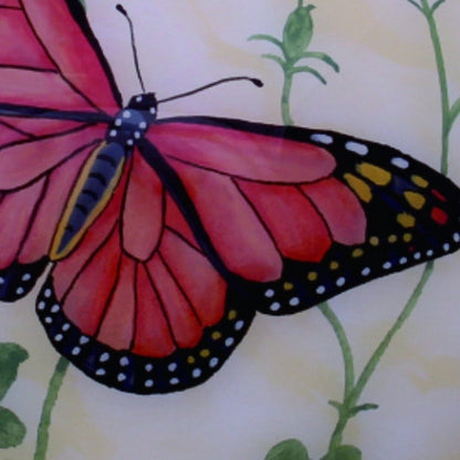 Colorful Butterflies Hand Painted And Mouth Blown Red White And Green Glass Ball Ornament
