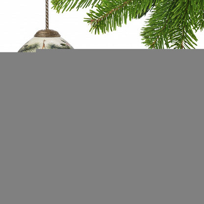 Home of the Red Cardinals Hand Painted Mouth Blown Glass Ornament