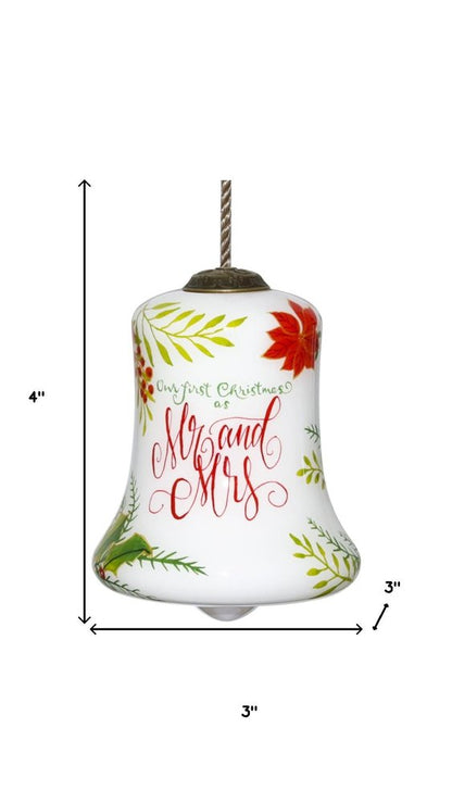 Mr. & Mrs. Our First Christmas Hand Painted Mouth Blown Glass Ornament